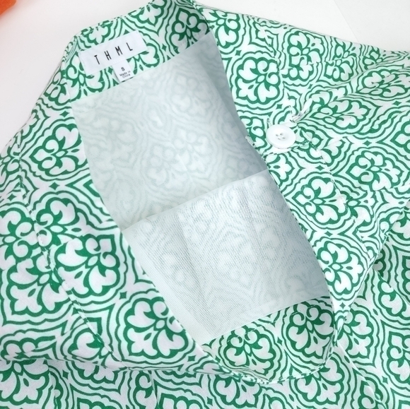 New Anthropologie Thml Green White Pleated Skirt Sz S - Picture 7 of 10